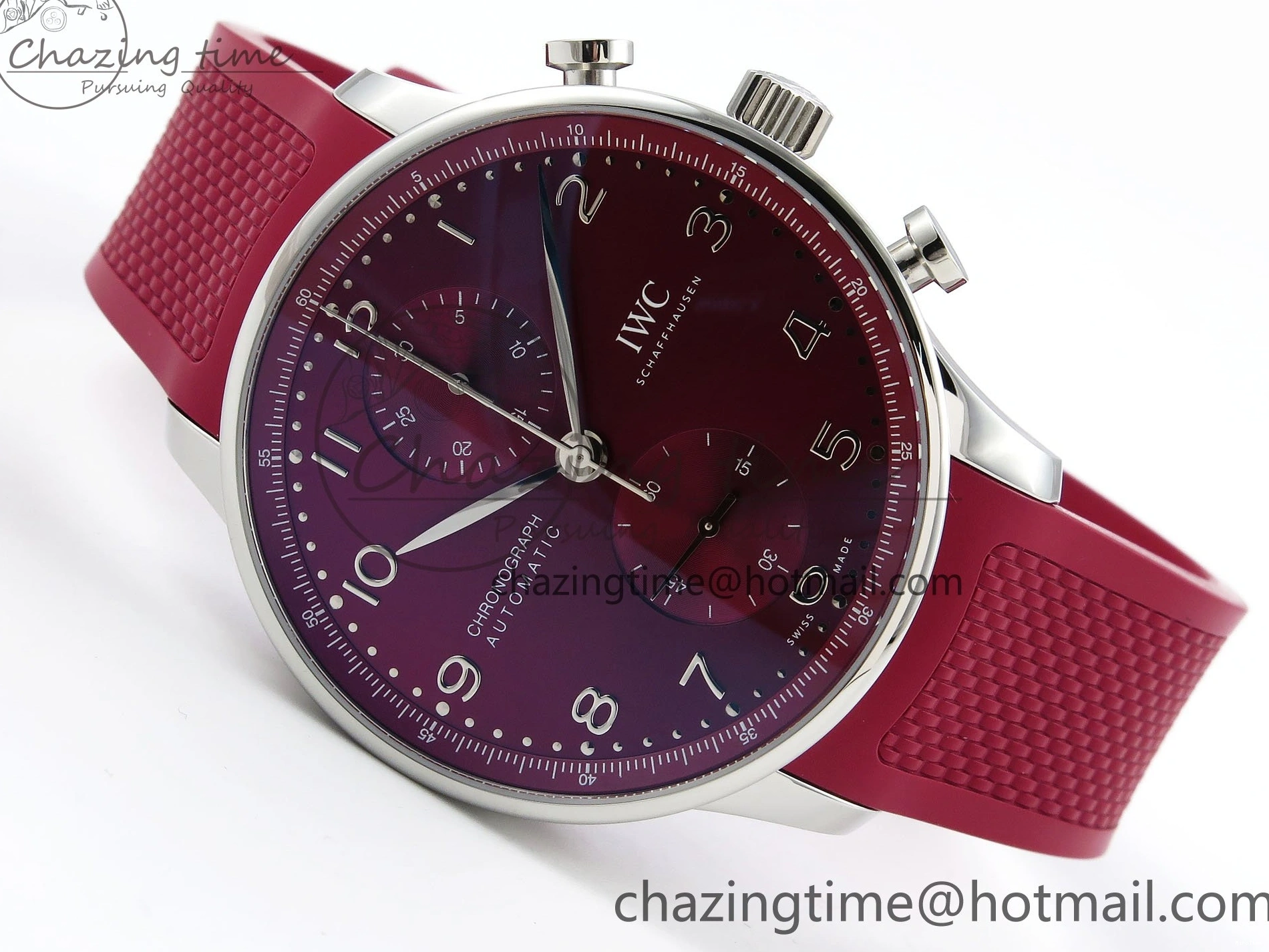 MIROTIME 0301 Reliable Portuguese Chrono IW3716 Z+F 1:1 Best Edition Red Dial on Red Rubber Strap A 7015